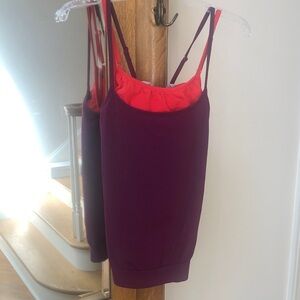 Athleta Purple & Orange Tank Top with Built-in shelf bra, gathers top of the bra